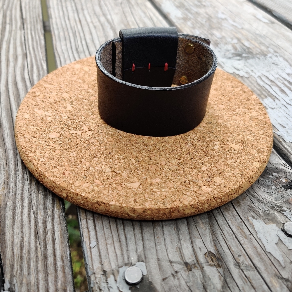 Black Leather Cuff - Picture 3 of 5